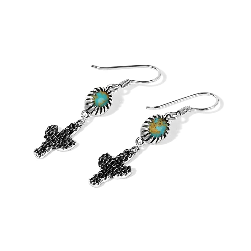 D'Joy Artisan Crafted Premium Royston Turquoise 2.30 ctw Earrings in Sterling Silver