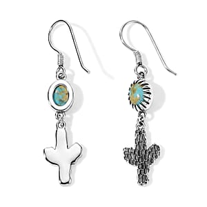 D'Joy Artisan Crafted Premium Royston Turquoise 2.30 ctw Earrings in Sterling Silver