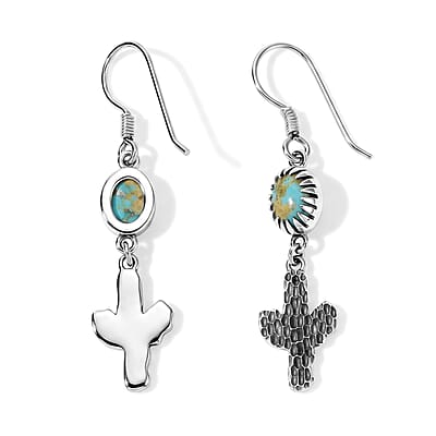 D'Joy Artisan Crafted Premium Royston Turquoise 2.30 ctw Earrings in Sterling Silver