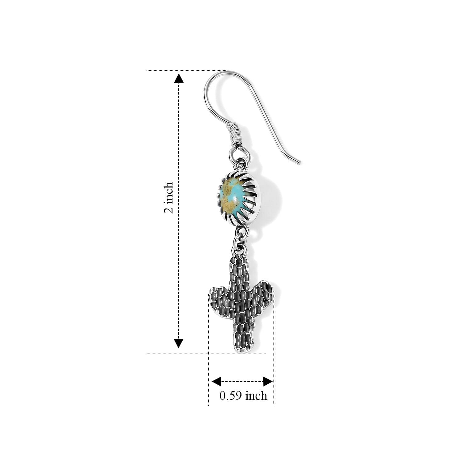 D'Joy Artisan Crafted Premium Royston Turquoise 2.30 ctw Earrings in Sterling Silver