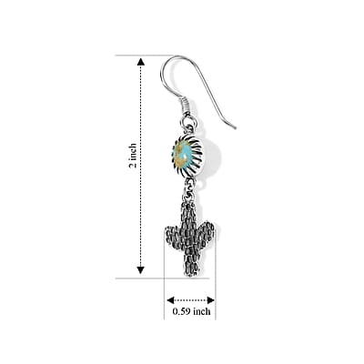 D'Joy Artisan Crafted Premium Royston Turquoise 2.30 ctw Earrings in Sterling Silver