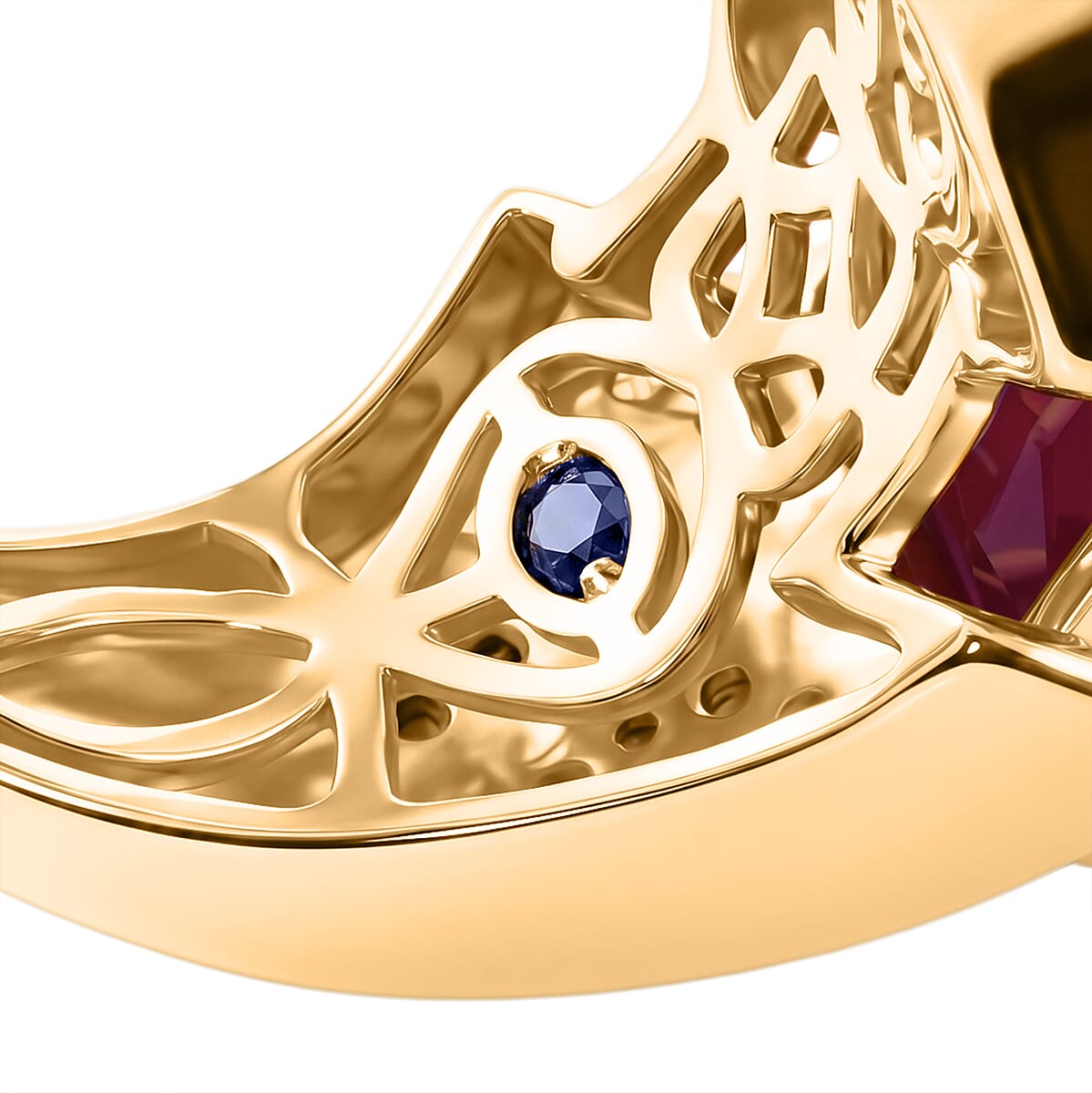 GP Niassa Ruby (FF) and White Zircon 7.85 ctw Ring in 18K Vermeil Yellow Gold Over Sterling Silver (Size 6.0) image number 5