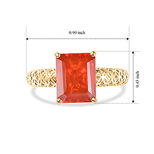 Mirage Collection 10K Yellow Gold Mexican Cherry Fire Opal Solitaire Ring (Size 6.0) 2.10 ctw