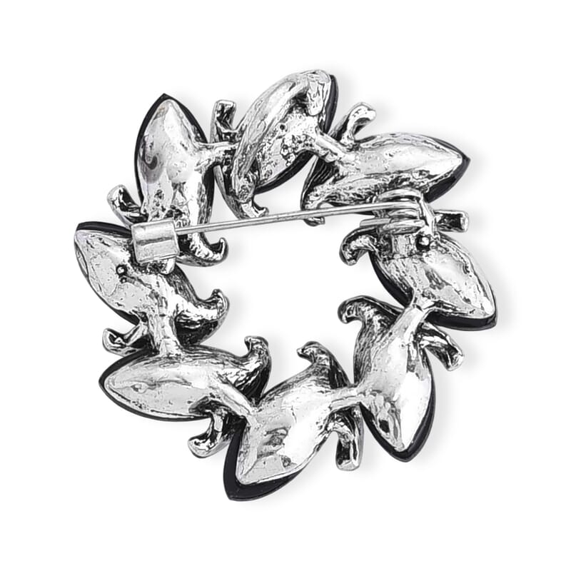 Mother of Pearl and Austrian Crystal Brooch in Silvertone