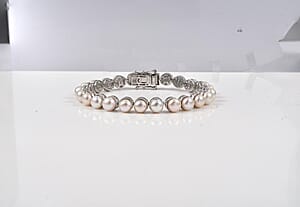 EverTrue Pink Freshwater Pearl Endless Elegance Bracelet in Platinum Bond (7.25 In)