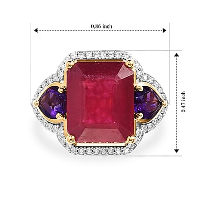 D'Joy Premium Niassa Ruby (FF), Multi Gemstone Ring in 18K Vermeil YG Over Sterling Silver (Size 6.0) 9.00 ctw