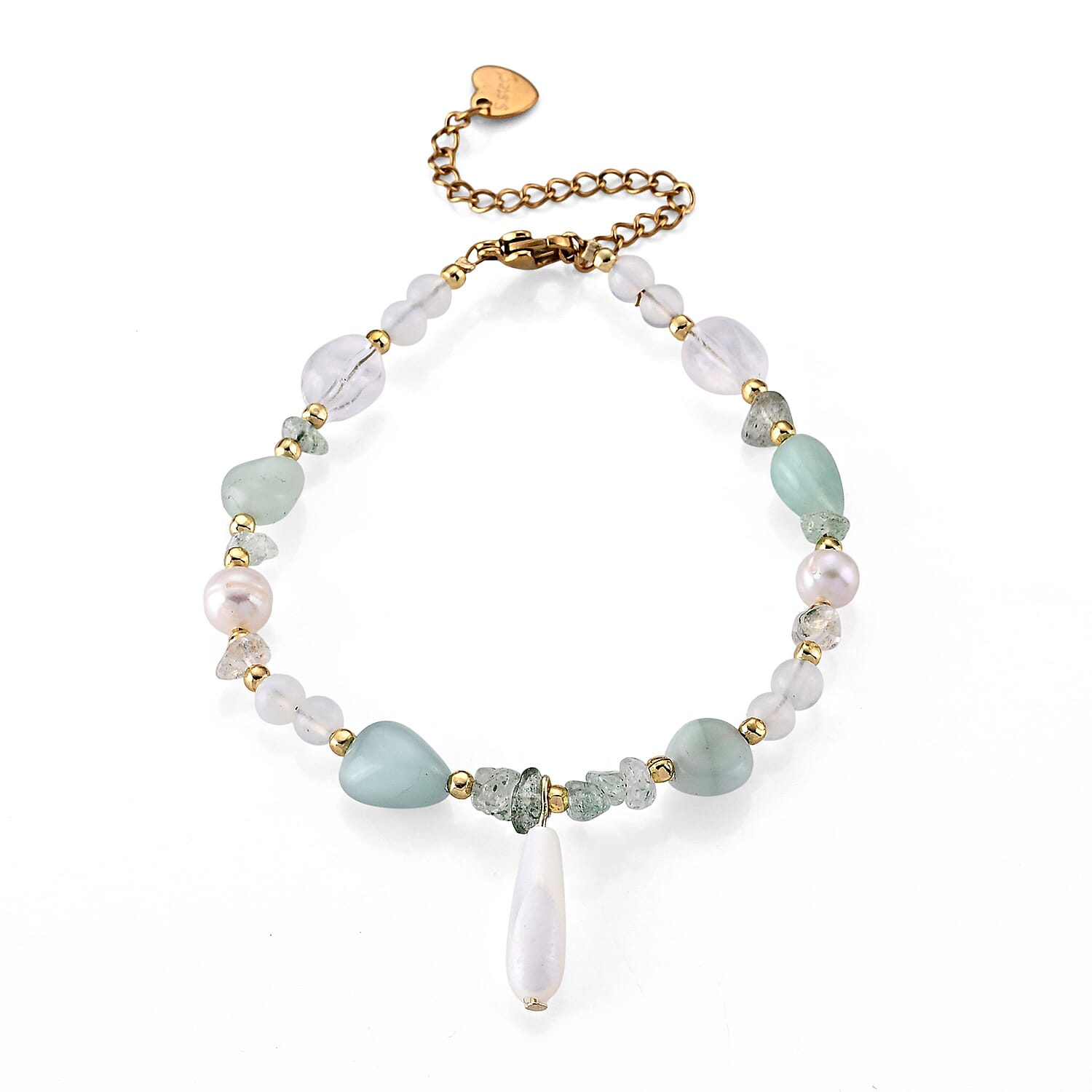 Multi Gemstone 25.00 ctw Bracelet in Goldtone and ION Plated YG Stainless Steel (6.50-8.50In)