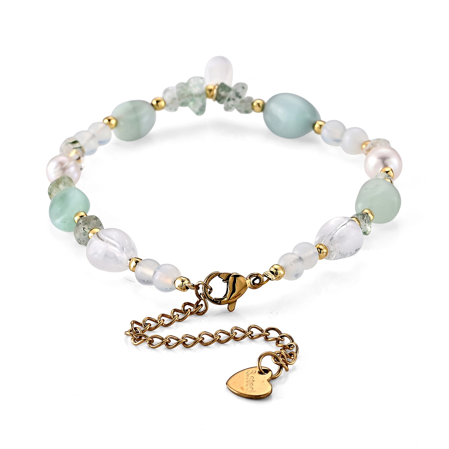 Multi Gemstone 25.00 ctw Bracelet in Goldtone and ION Plated YG Stainless Steel (6.50-8.50In)