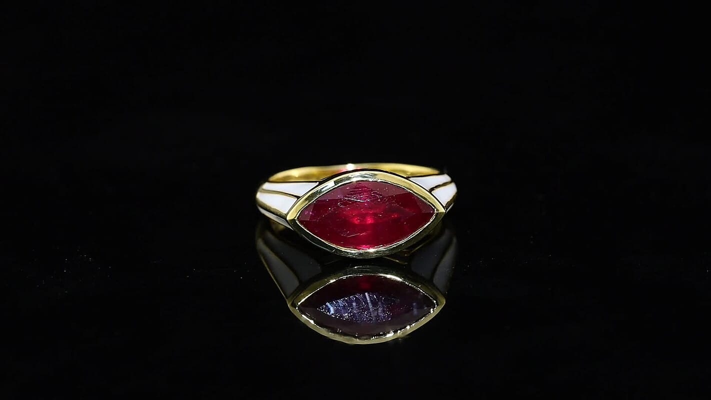 D'Joy Premium Niassa Ruby (FF) Ring in 18K Vermeil YG Over Sterling Silver (Size 10.0) 4.00 ctw