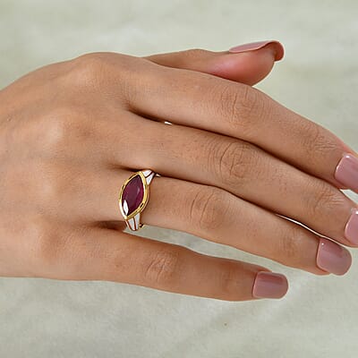 D'Joy Premium Niassa Ruby (FF) 4.00 ctw Ring in 18K Vermeil YG Over Sterling Silver (Size 6.0)