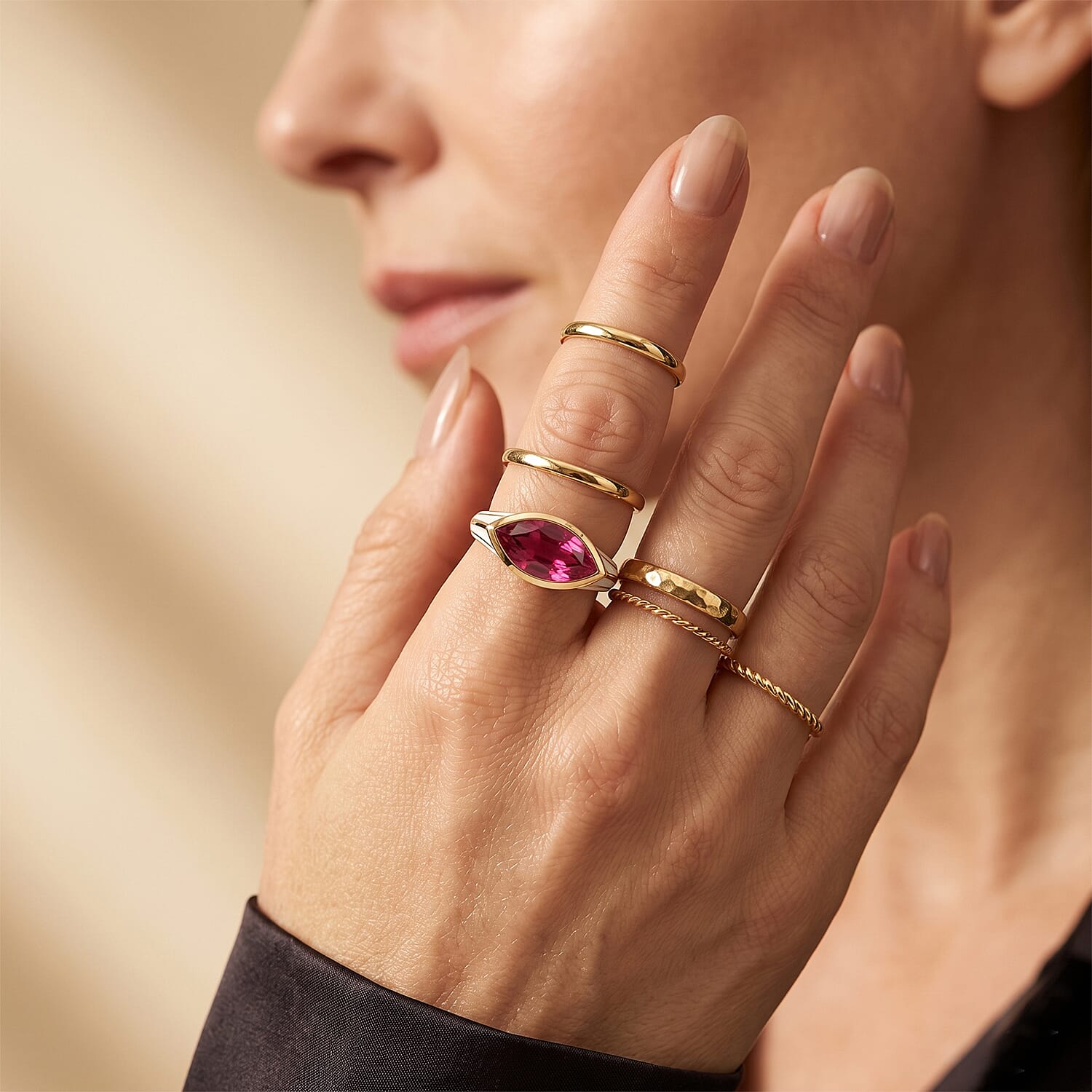 D'Joy Premium Niassa Ruby (FF) 4.00 ctw Ring in 18K Vermeil YG Over Sterling Silver (Size 7.0)