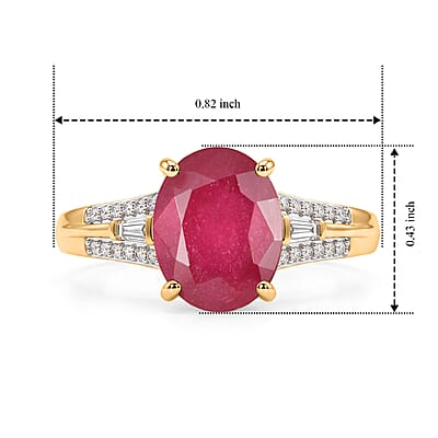 D'Joy Premium Niassa Ruby (FF) and Moissanite 4.00 ctw Passion Solitaire Ring in 18K Vermeil YG Over Sterling Silver (Size 5.0)