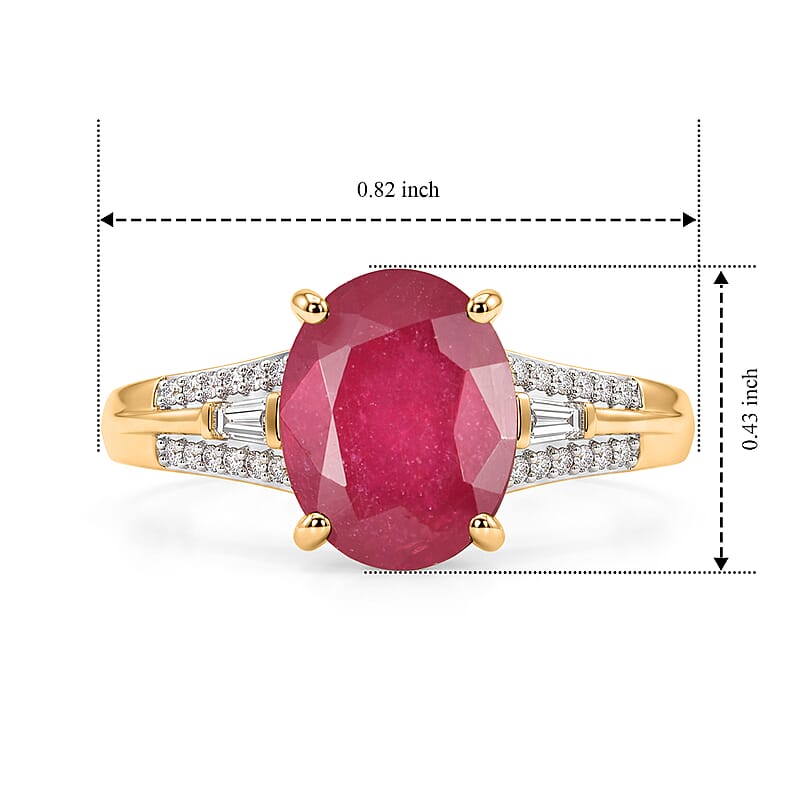 D'Joy Premium Niassa Ruby (FF) and Moissanite 4.00 ctw Passion Solitaire Ring in 18K Vermeil YG Over Sterling Silver (Size 5.0)