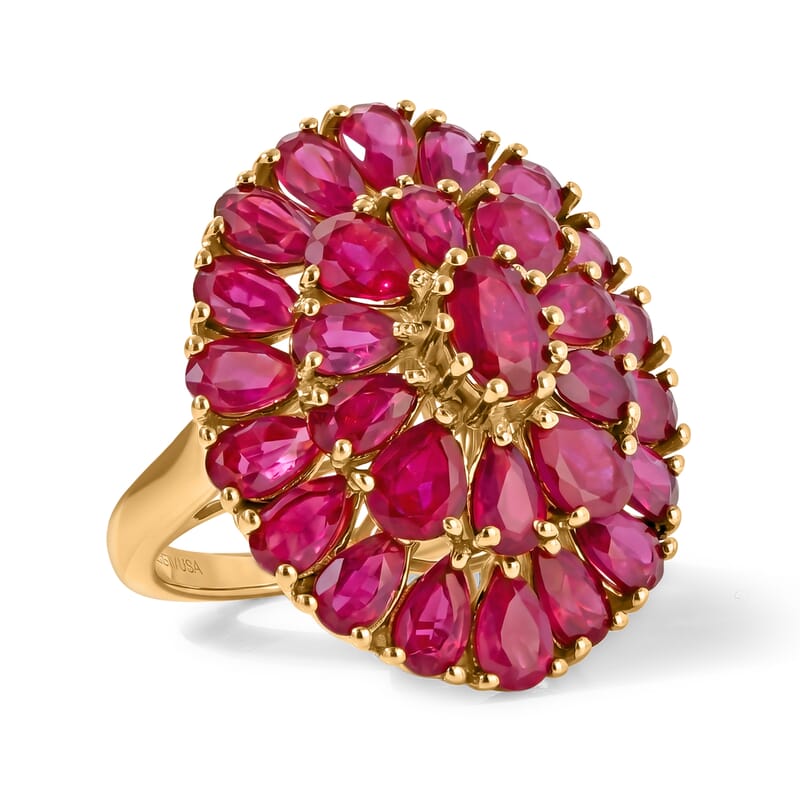 D'Joy Premium Niassa Ruby (FF) 8.75 ctw Velvet Blossom Ring in 18K Vermeil YG Over Sterling Silver (Size 6.0)