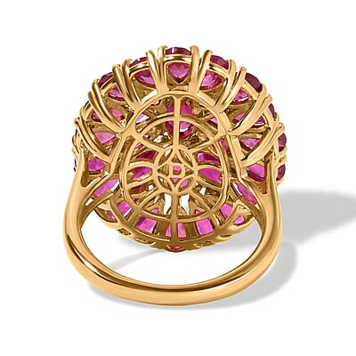 D'Joy Premium Niassa Ruby (FF) 8.75 ctw Velvet Blossom Ring in 18K Vermeil YG Over Sterling Silver (Size 6.0)