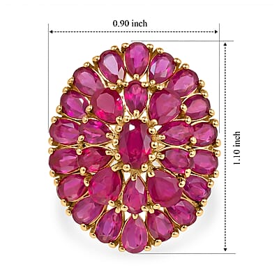 D'Joy Premium Niassa Ruby (FF) 8.75 ctw Velvet Blossom Ring in 18K Vermeil YG Over Sterling Silver (Size 6.0)
