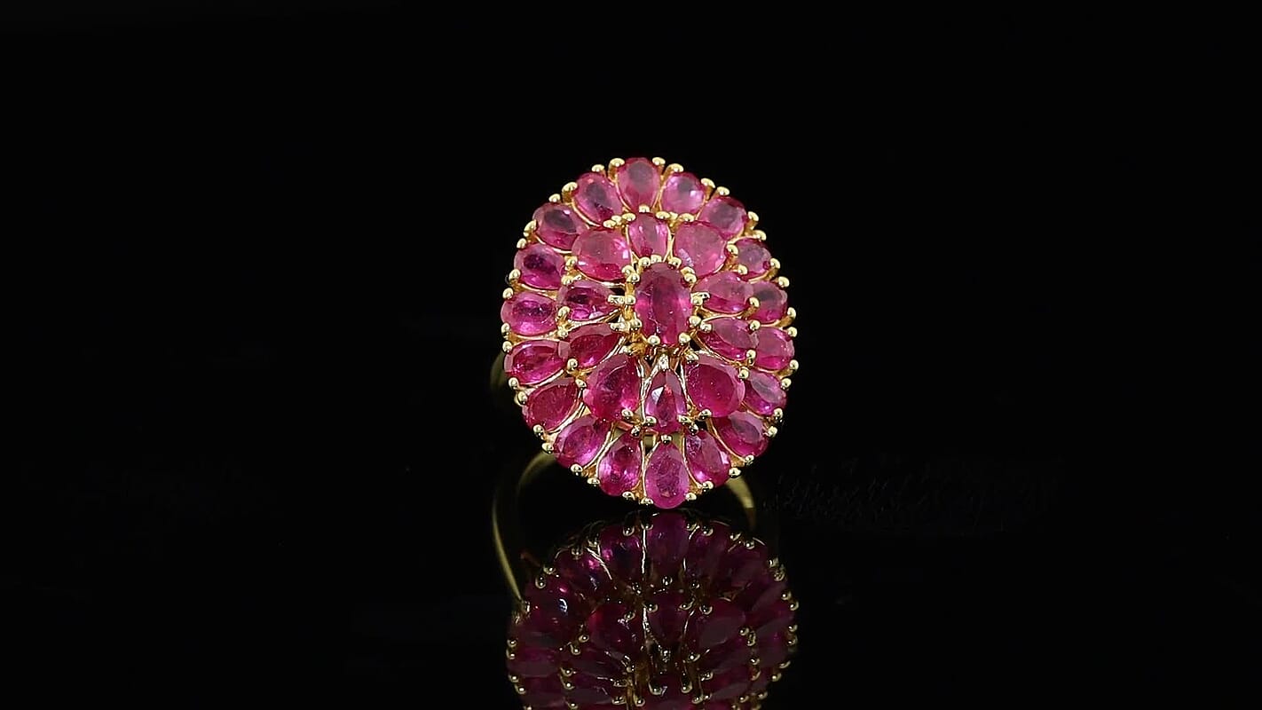 D'Joy Premium Niassa Ruby (FF) Ring in 18K Vermeil YG Over Sterling Silver (Size 5.0) 8.75 ctw