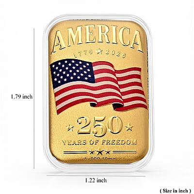 24K Gold America 250 Years of Freedom Embossed Sheet (31x45.5mm) 10mg (Custom Light Display Box Free with Purchase) (Ships in 10-12 Days)