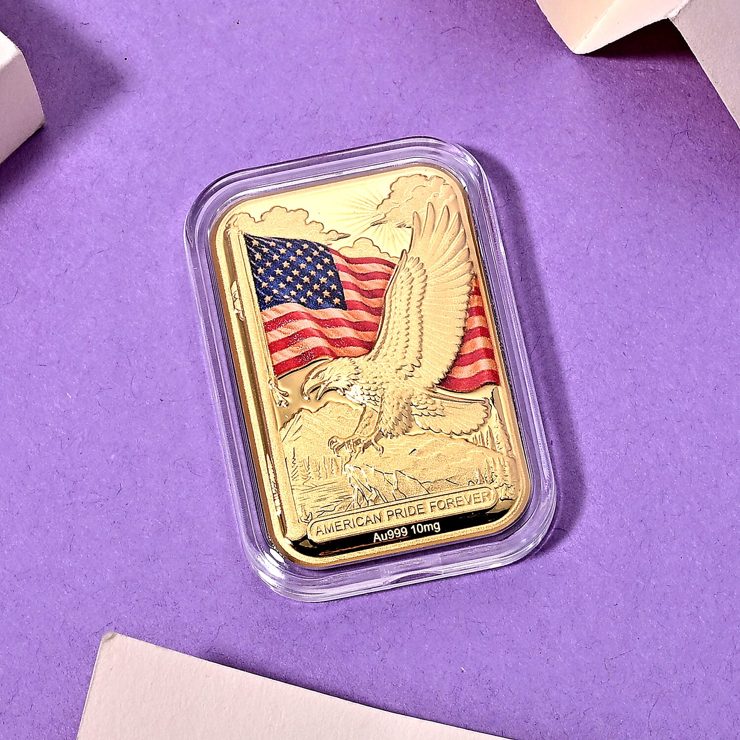 24K Gold American Pride Forever - Eagle Embossed Sheet (31x45.5mm) 10mg