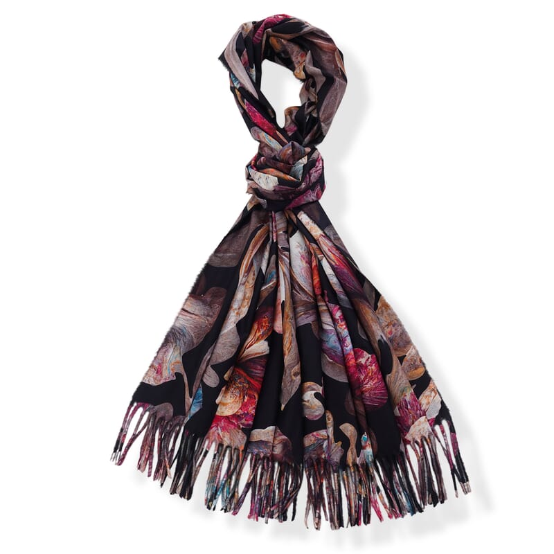 La Marey Light Green Both Side Floral Printed Pattern Scarf