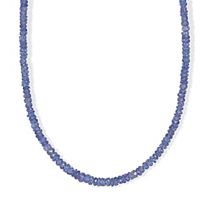 D'Joy Tanzanite  Necklace (18-20 Inches) in Rhodium OverSterling Silver 46.00 ctw