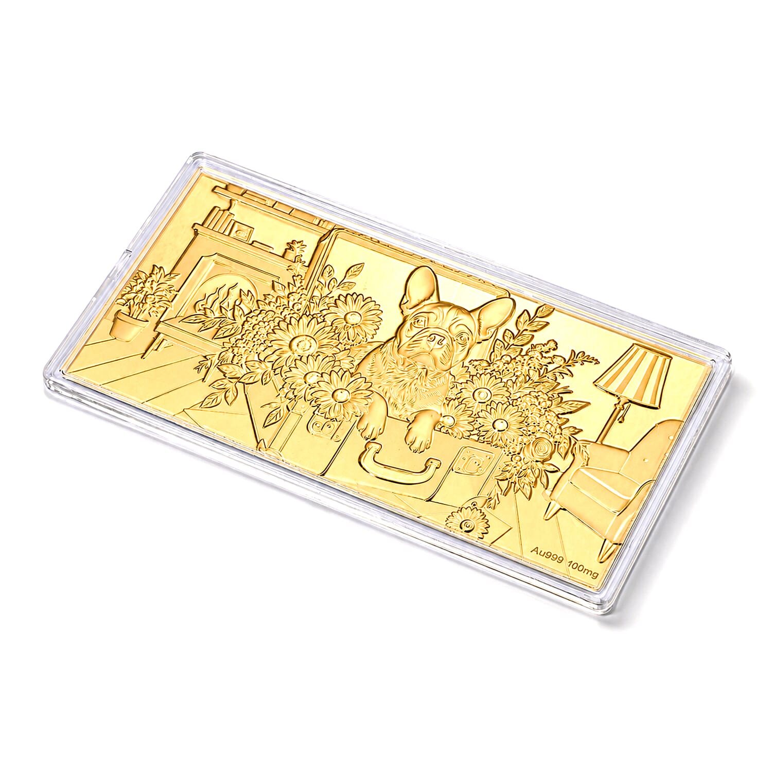 24K Gold French Bulldog Embossed Sheet (31x45.5mm) 100mg