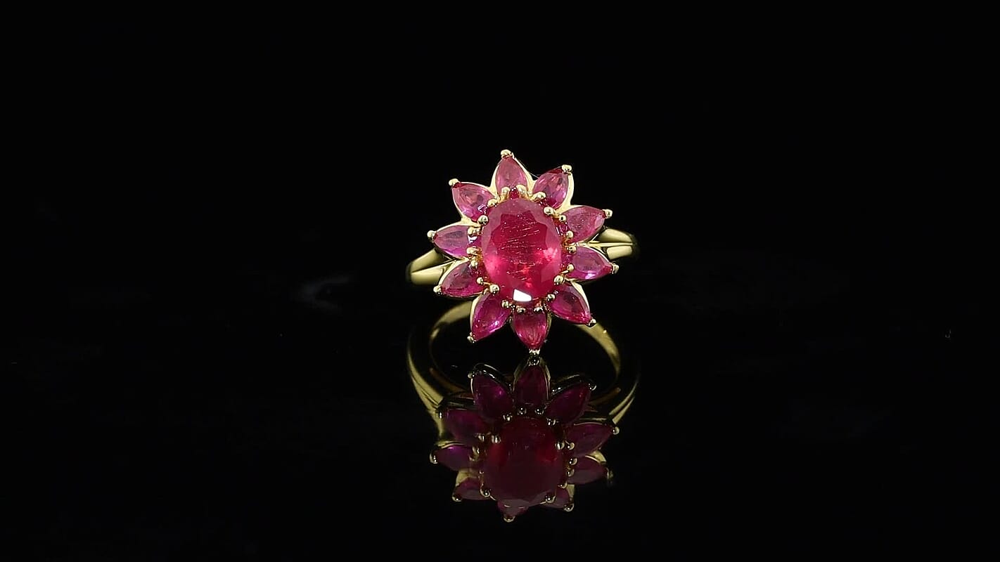 D'Joy Premium Niassa Ruby (FF) Ring in 18K Vermeil YG Over Sterling Silver (Size 10.0) 6.00 ctw
