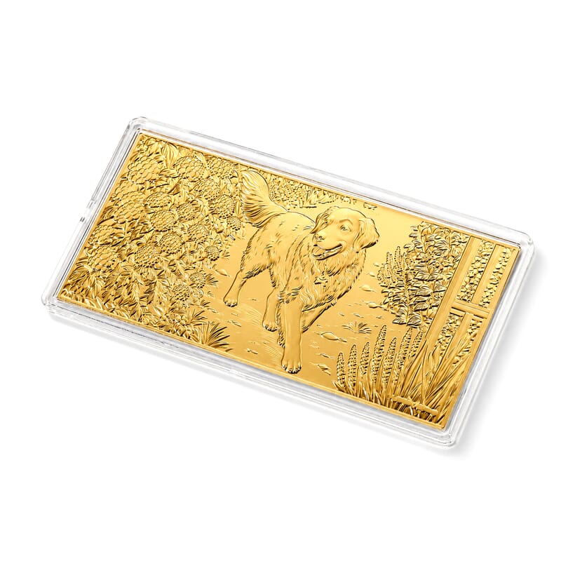 24K Gold Labrador Retriever Garden Embossed Sheet (31x45.5mm) 100mg