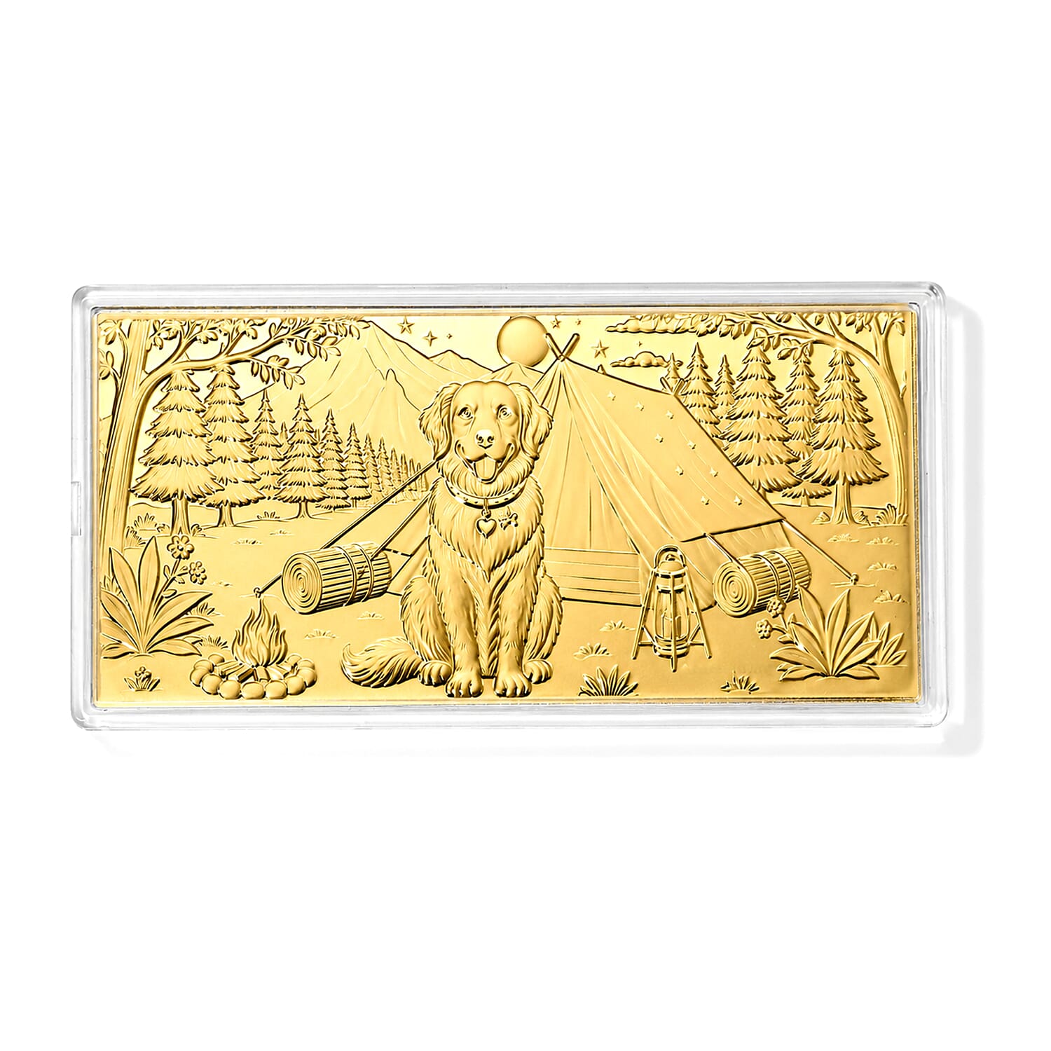 24K Gold Golden Retriever Camping Embossed Sheet (31x45.5mm) 100mg