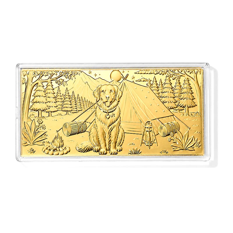 24K Gold Golden Retriever Camping Embossed Sheet (31x45.5mm) 100mg