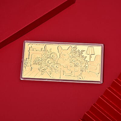 24K Gold Golden Retriever Camping Embossed Sheet (31x45.5mm) 100mg