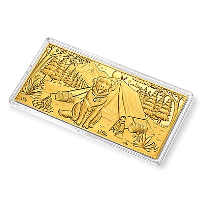 24K Gold Golden Retriever Camping Embossed Sheet (31x45.5mm) 100mg