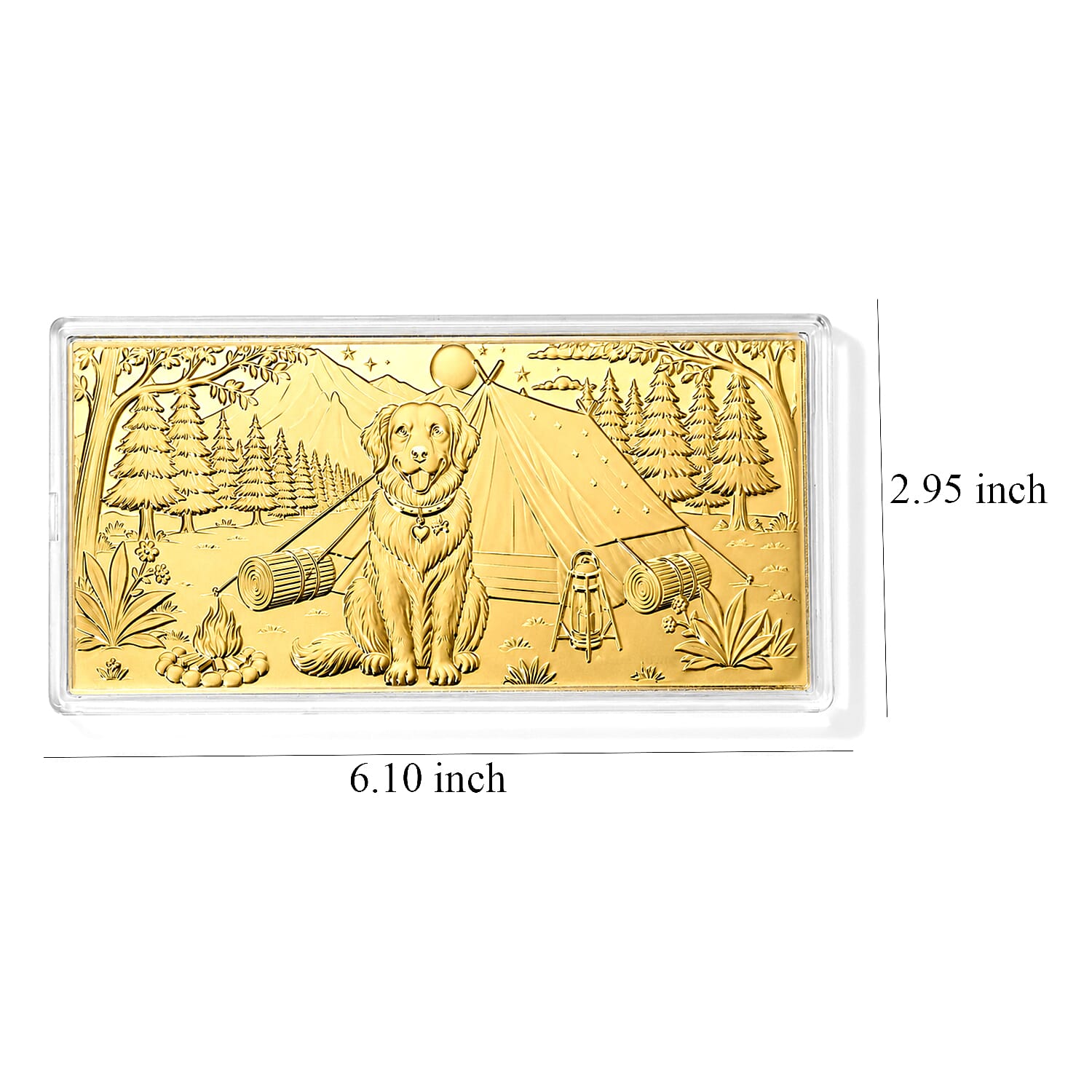 24K Gold Golden Retriever Camping Embossed Sheet (31x45.5mm) 100mg