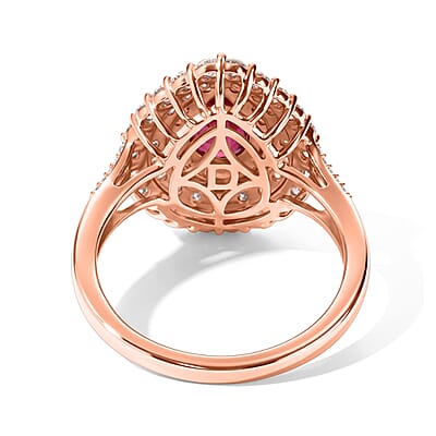 D'Joy Premium Niassa Ruby (FF) and Multi Gemstone 3.30 ctw Glow Bloom Ring in 18K Vermeil RG Over Sterling Silver (Size 5.0)