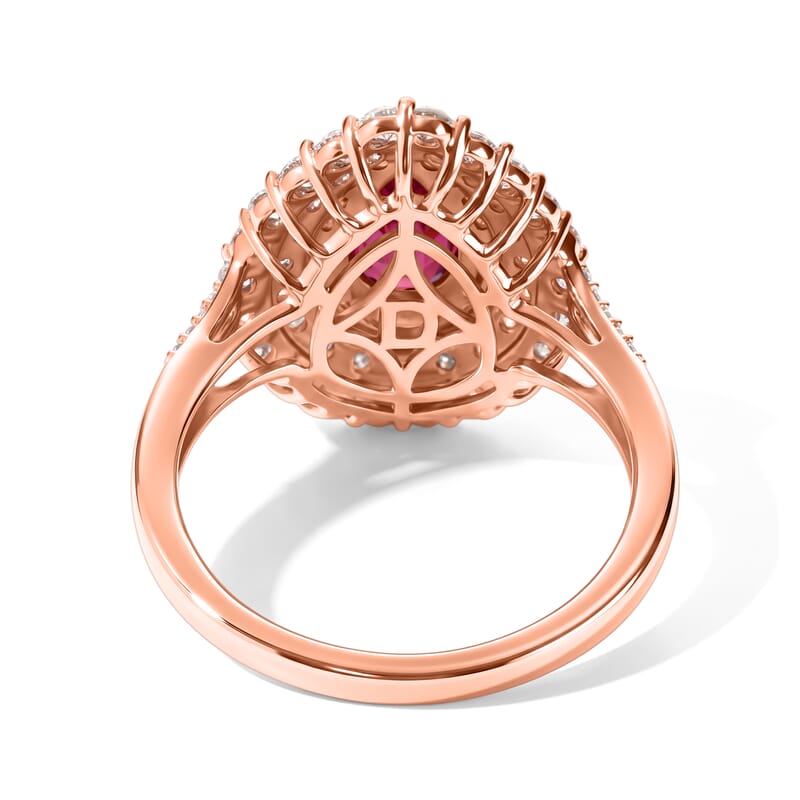 D'Joy Premium Niassa Ruby (FF) and Multi Gemstone 3.30 ctw Glow Bloom Ring in 18K Vermeil RG Over Sterling Silver (Size 5.0)