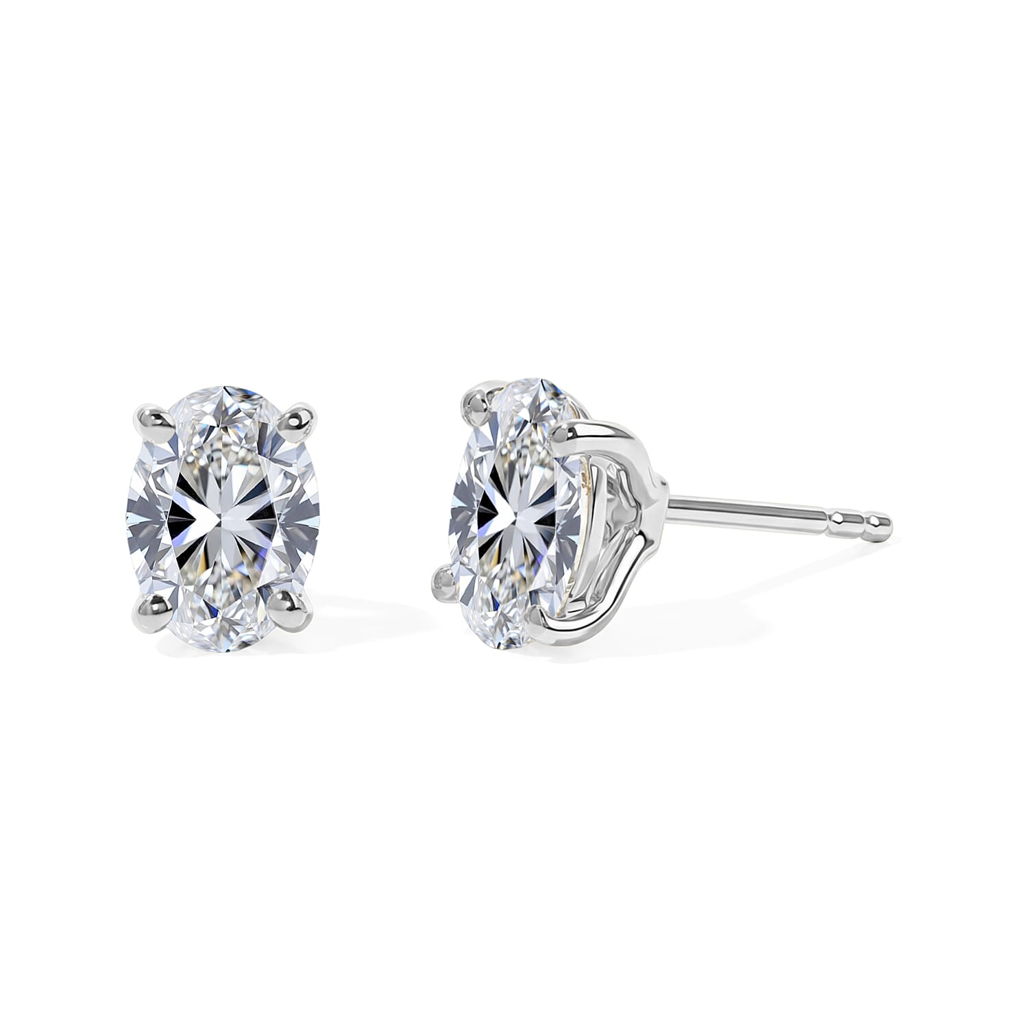 SGL Certified Luxuriant Lab Grown Diamond E-F VS 2.00 ctw Solitaire Stud Earrings in 10K White Gold