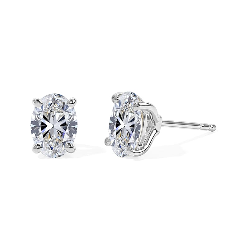 SGL Certified Luxuriant Lab Grown Diamond E-F VS 2.00 ctw Solitaire Stud Earrings in 10K White Gold