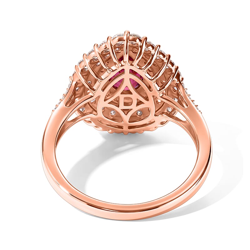 D'Joy Premium Niassa Ruby (FF) and Multi Gemstone 3.30 ctw Glow Bloom Ring in 18K Vermeil RG Over Sterling Silver (Size 9.0)