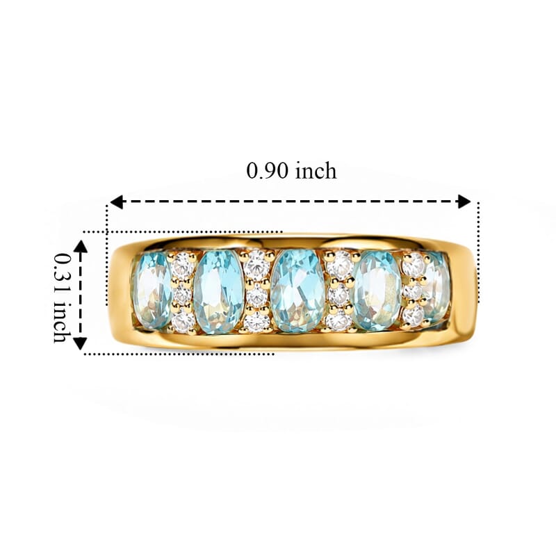 EverTrue Lagoon Apatite and Moissanite 1.40 ctw Band Ring in 18K YG Plated (Size 6.0)