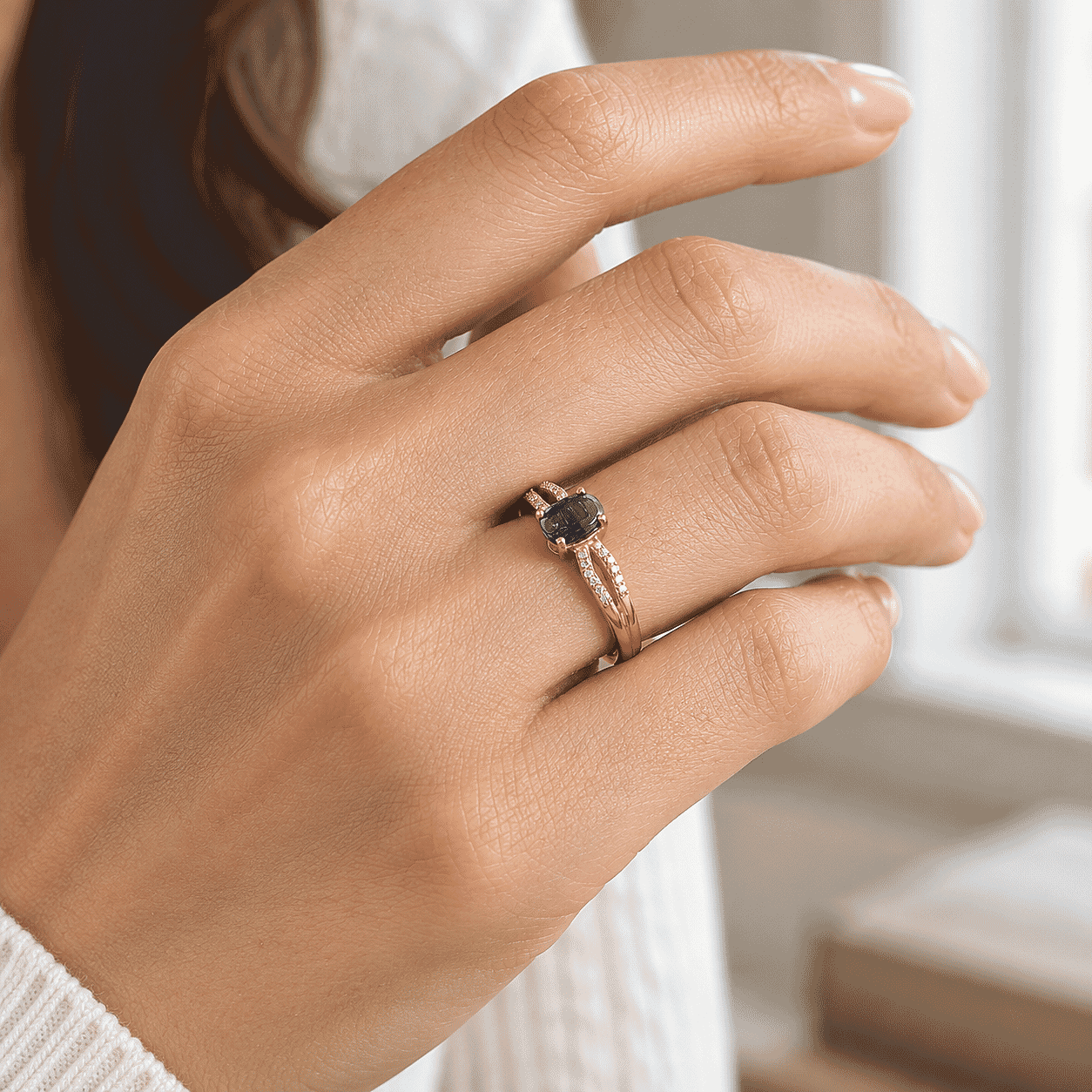 EverTrue Kyanite and Moissanite 1.15 ctw Ring in 18K YG Plated (Size 6.0)