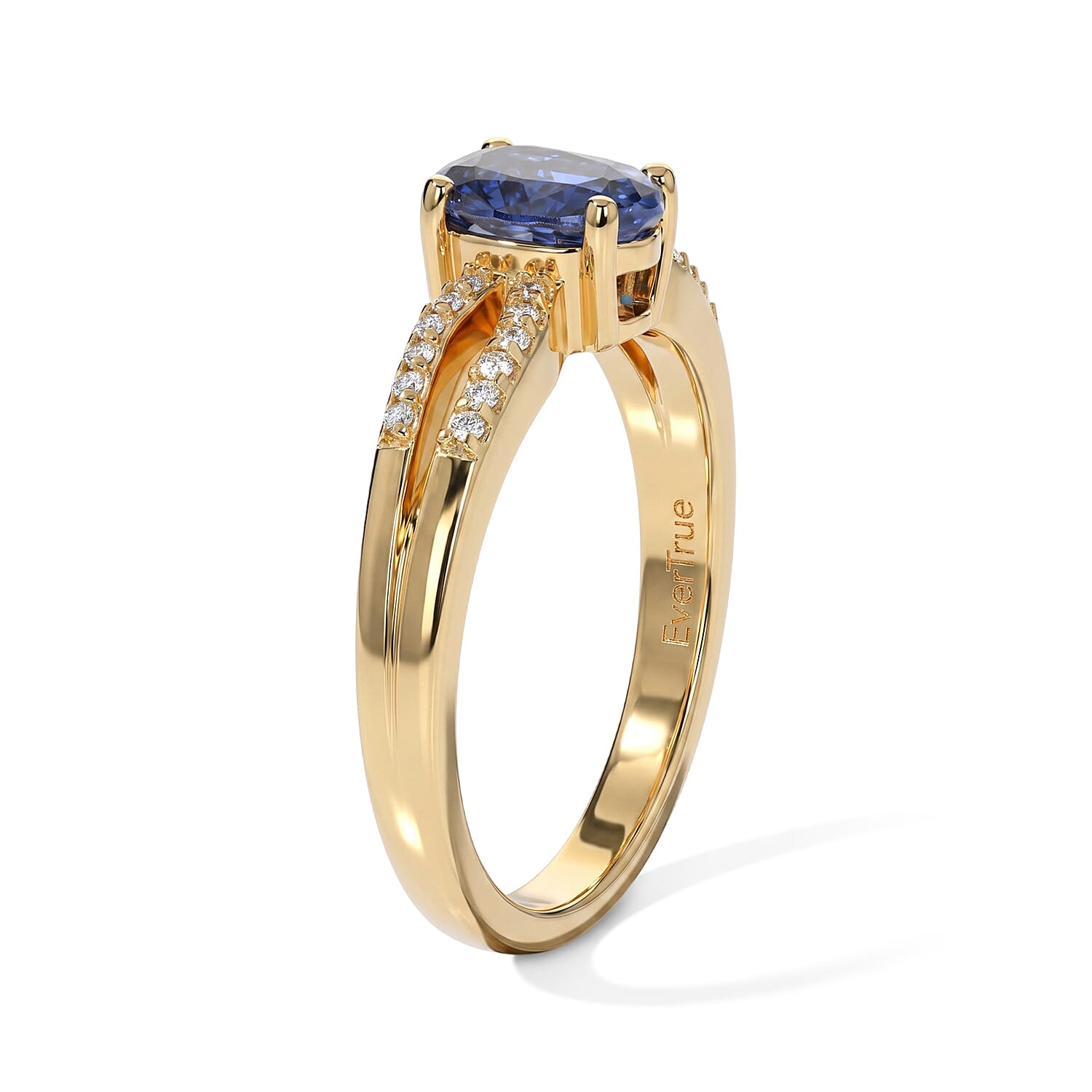 EverTrue Kyanite and Moissanite 1.15 ctw Ring in 18K YG Plated (Size 6.0)