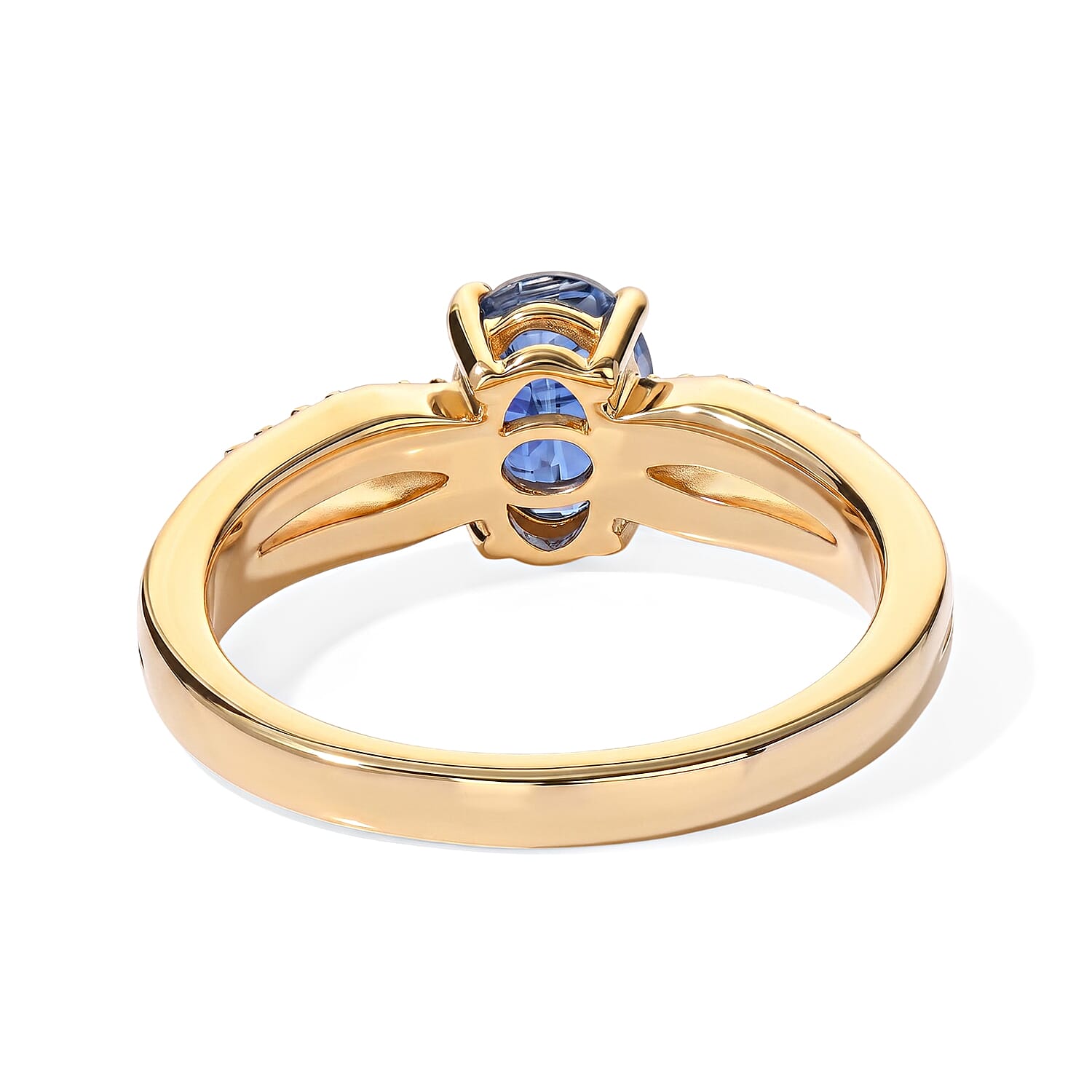 EverTrue Kyanite and Moissanite 1.15 ctw Ring in 18K YG Plated (Size 6.0)