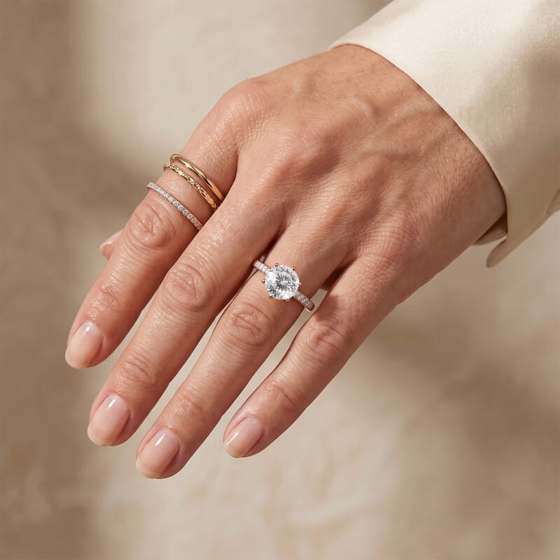 D'Joy 120 Facet Moissanite 2.30 ctw Ring in 18K Vermeil Rose Gold Over Sterling Silver (Size 12.0)