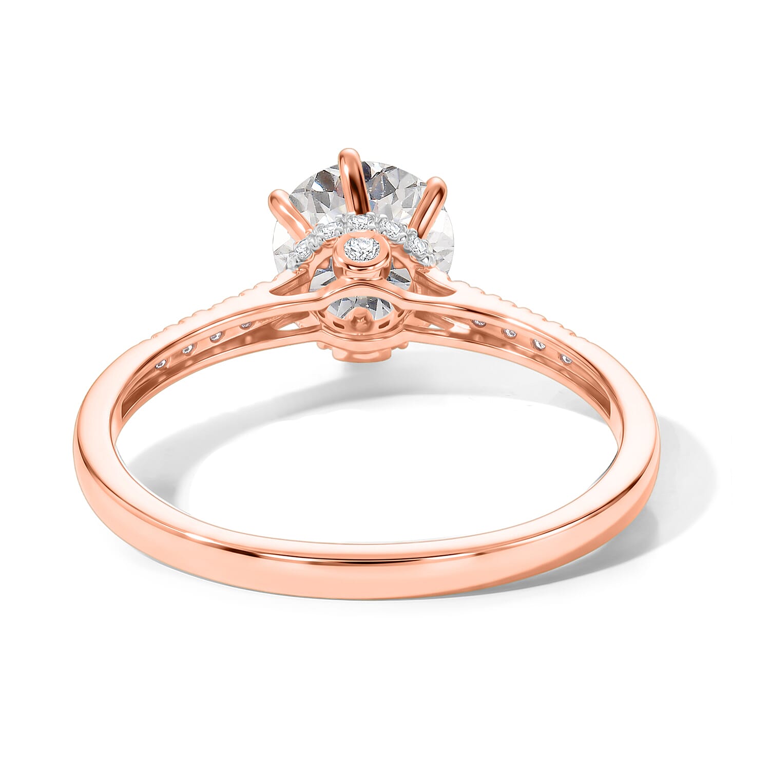 D'Joy 120 Facet Moissanite 2.30 ctw Ring in 18K Vermeil Rose Gold Over Sterling Silver (Size 12.0)