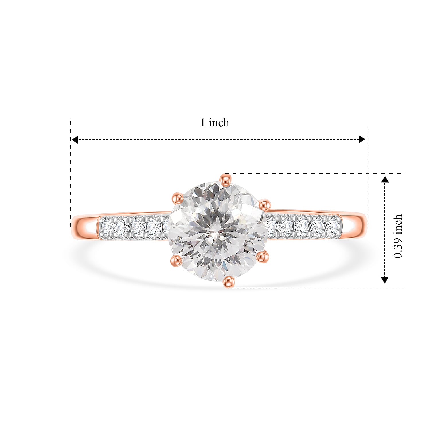 D'Joy 120 Facet Moissanite 2.30 ctw Ring in 18K Vermeil Rose Gold Over Sterling Silver (Size 12.0)