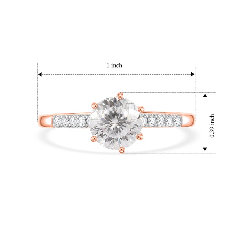 D'Joy 120 Facet Moissanite 2.30 ctw Ring in 18K Vermeil Rose Gold Over Sterling Silver (Size 12.0)