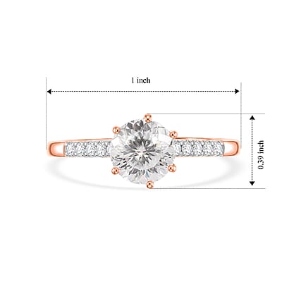 D'Joy 120 Facet Moissanite 2.30 ctw Ring in 18K Vermeil Rose Gold Over Sterling Silver (Size 4.0)