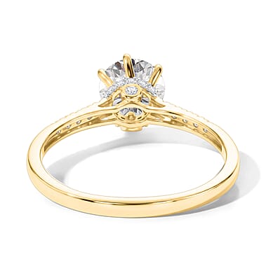 D'Joy 120 Facet Moissanite 2.10 ctw Ring in 18K Vermeil Yellow Gold Over Sterling Silver (Size 8.5)