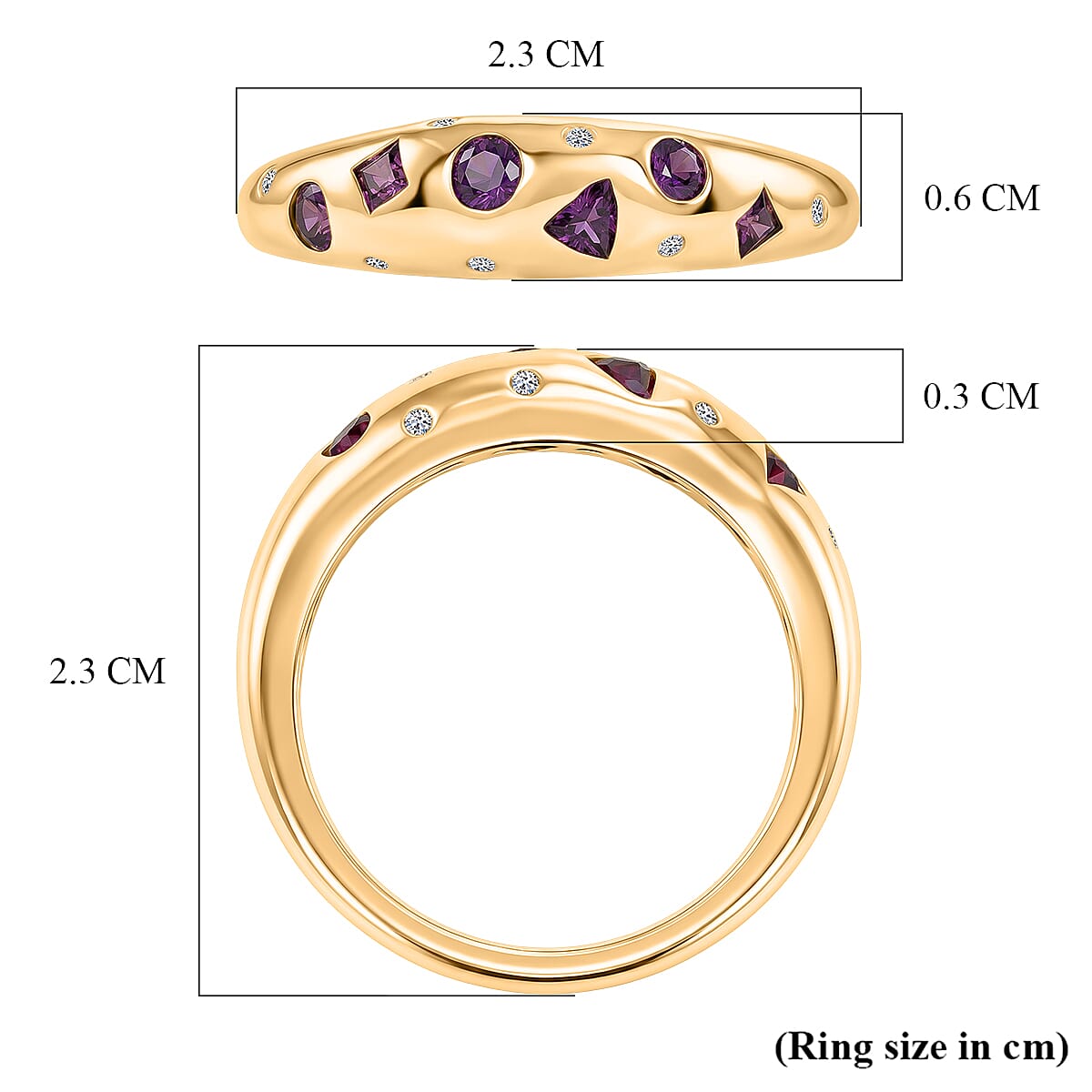 D'Joy 120 Facet Moissanite 2.10 ctw Ring in 18K Vermeil Yellow Gold Over Sterling Silver (Size 8.5) image number 5