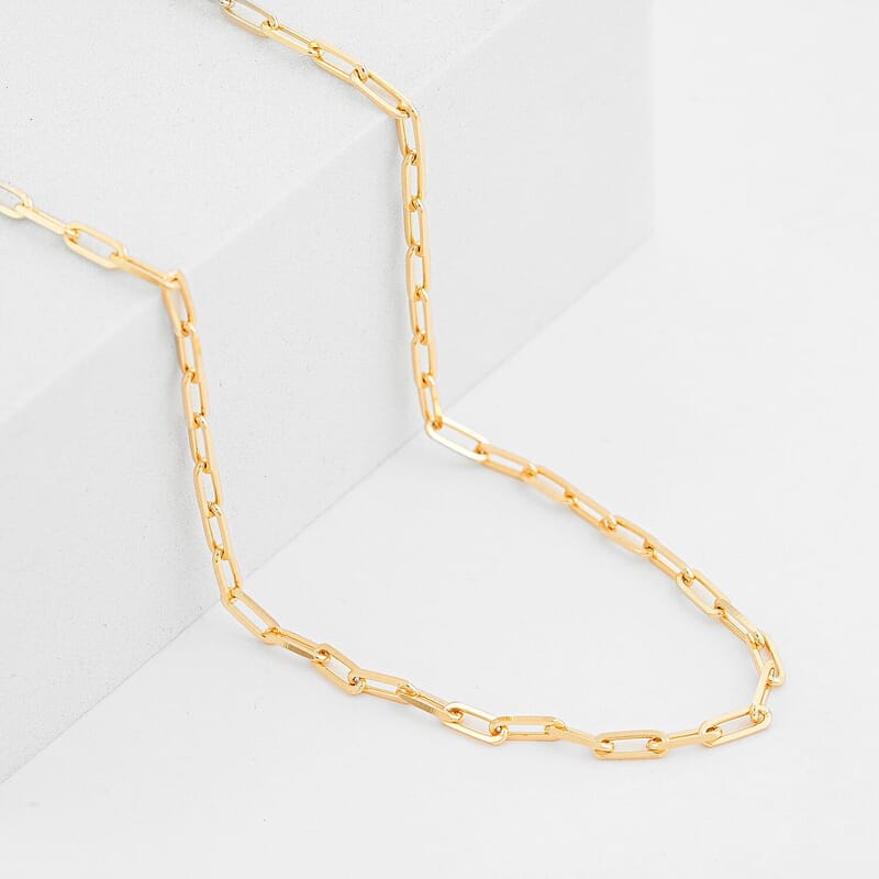 Paperclip Chain Necklace in 14K Yellow Gold Over Sterling Silver 4.70 Grams 12.50 Inches